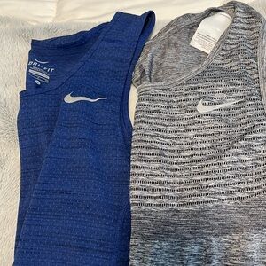 Nike Dri-Fit Running singlets sleeveless Tanks TWO Men’s Small.  Blue & Grey.